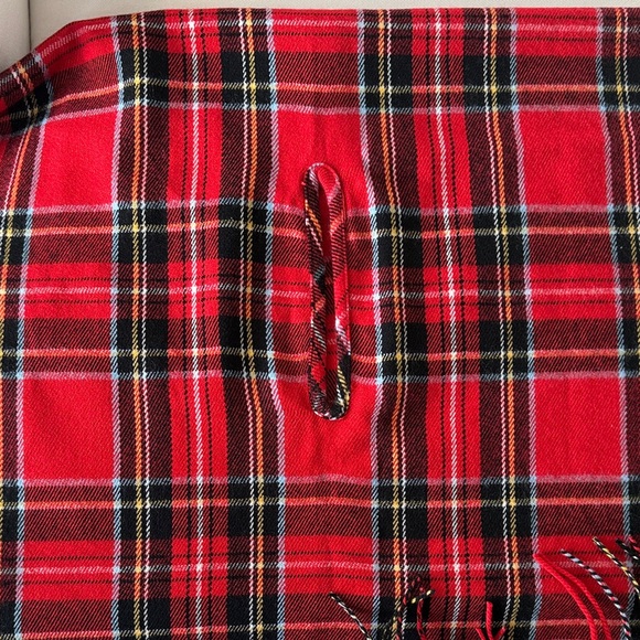 J. Crew Vibrant Red Plaid Shawl with Fringe - Picture 4 of 5